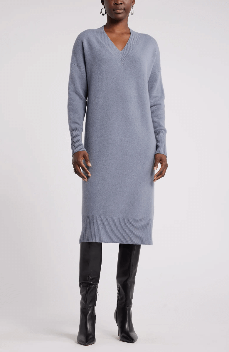 nordstrom v neck cashmere dress